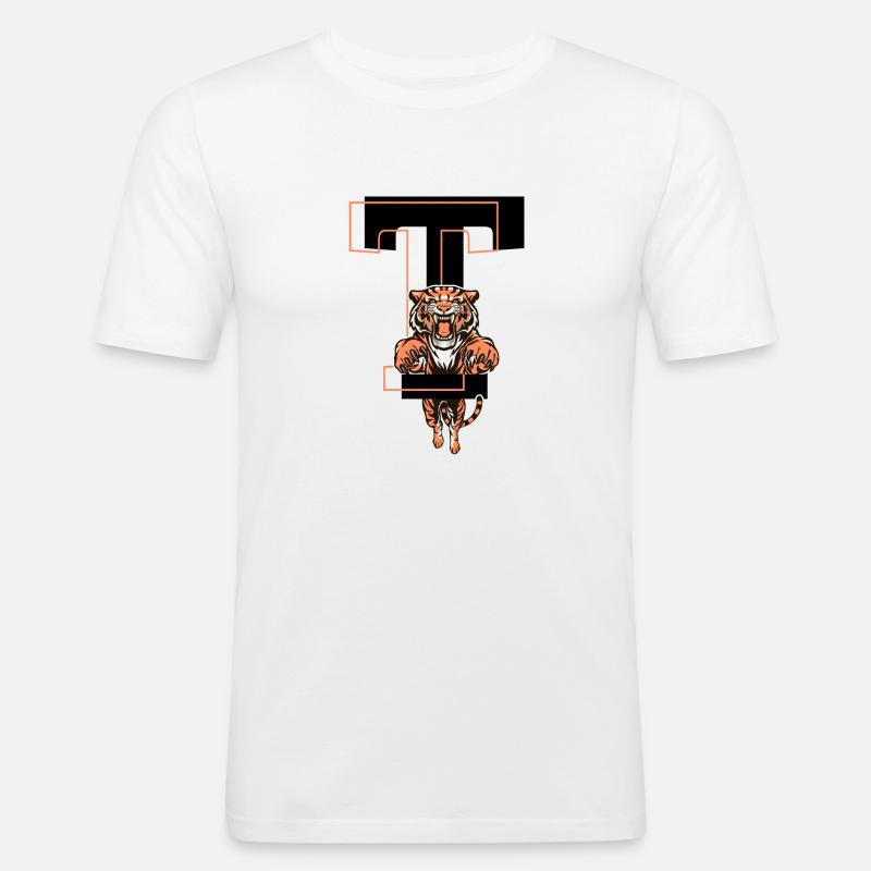 Tiger Buchstabe T - Geschenkidee - Männer Slim Fit T-Shirt - Weiß
