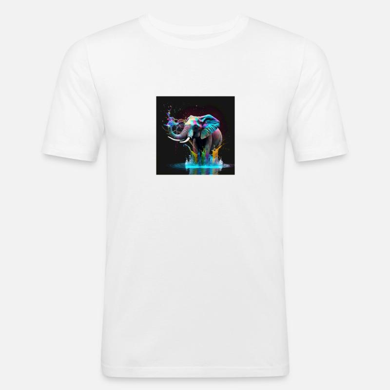 Farbiger Elefant, einzigartiges Design - Männer Slim Fit T-Shirt - Weiß