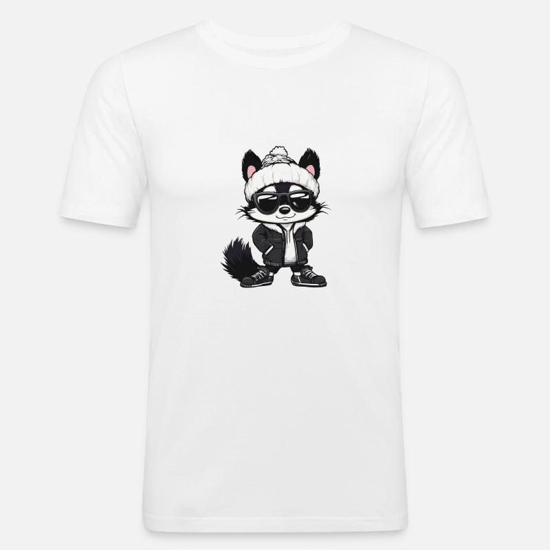 Stinktier Winter Comic - Männer Slim Fit T-Shirt - Weiß
