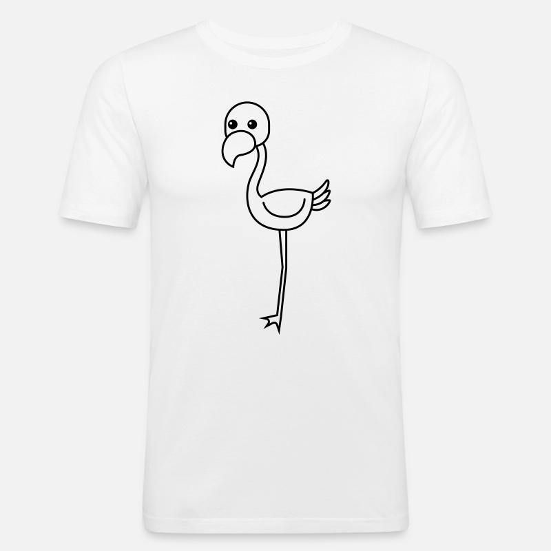 Flamingo Comic Tier - Männer Slim Fit T-Shirt - Weiß