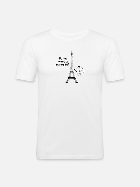 Heiratsantrag Motiv - Männer Slim Fit T-Shirt - Weiß