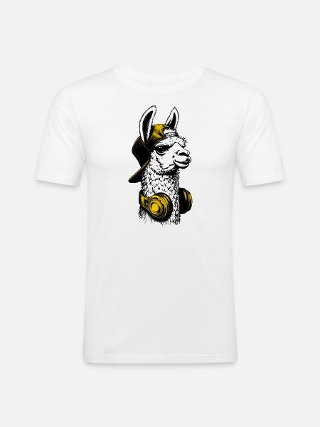 Streamer Gamer Lama - Männer Slim Fit T-Shirt - Weiß
