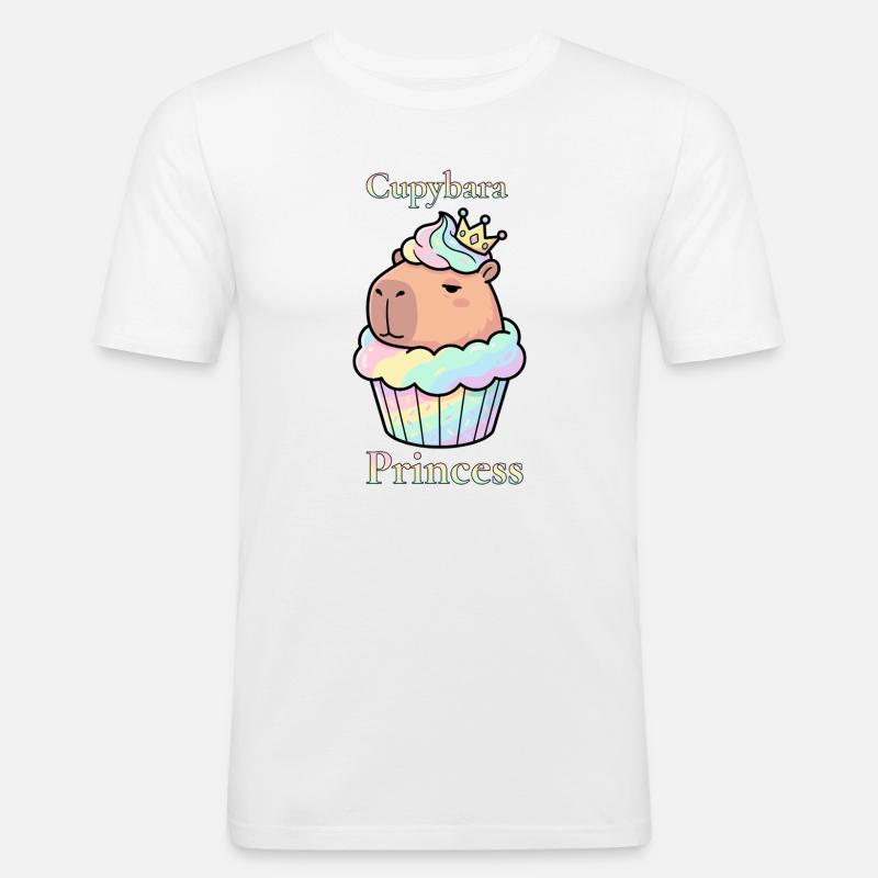 Cupybara Princess Capybara Cupcake mit Krone - Männer Slim Fit T-Shirt - Weiß