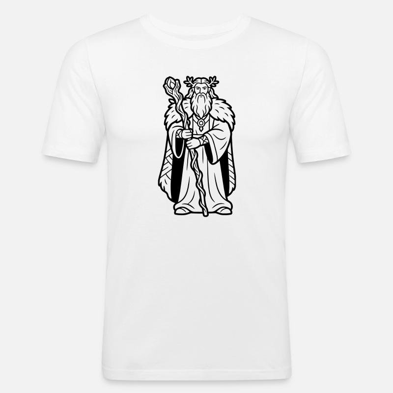 Druide - Männer Slim Fit T-Shirt - Weiß