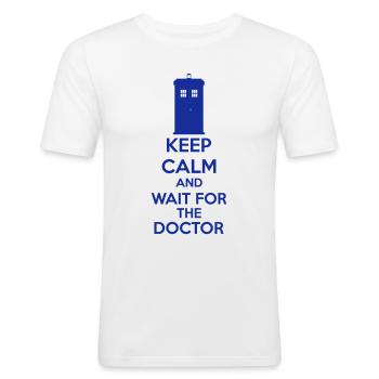Keep Calm And Wait For The Doctor - Men's Slim Fit T-Shirt - white - Front - Nik (191cm)