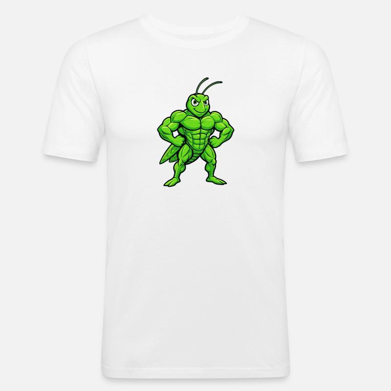 Der Grashüpfer mal anders - Männer Slim Fit T-Shirt - Weiß