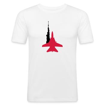 fighter jet missile launch - Men's Slim Fit T-Shirt - white - Front - Nik (191cm)