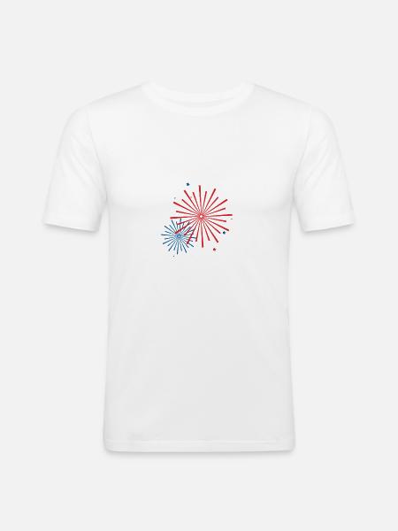 feu d'artifice - T-shirt près du corps Homme - blanc