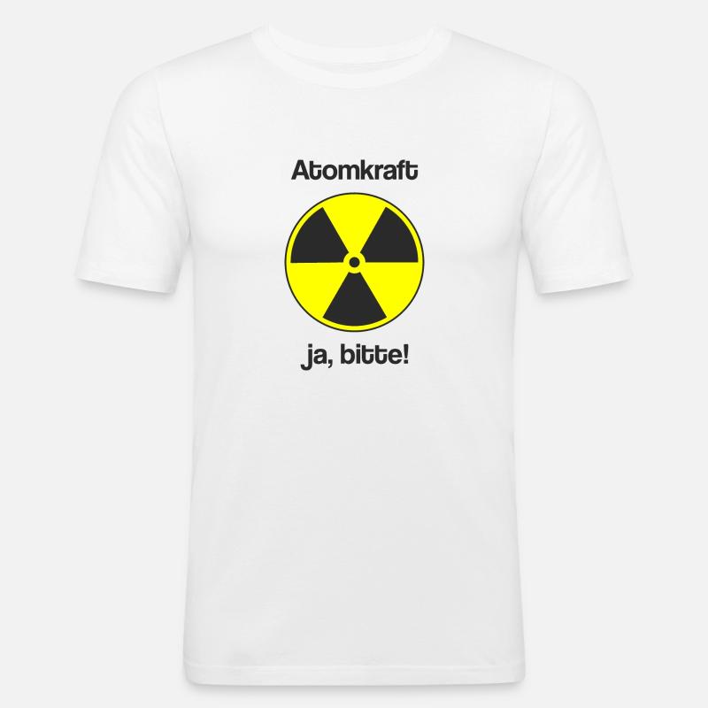 Atomkraft ja bitte schwarz - Männer Slim Fit T-Shirt - Weiß
