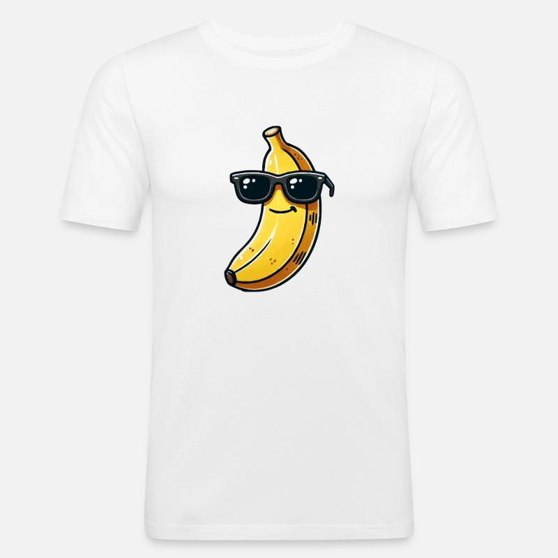 banane sonnenbrille comic - Männer Slim Fit T-Shirt - Weiß