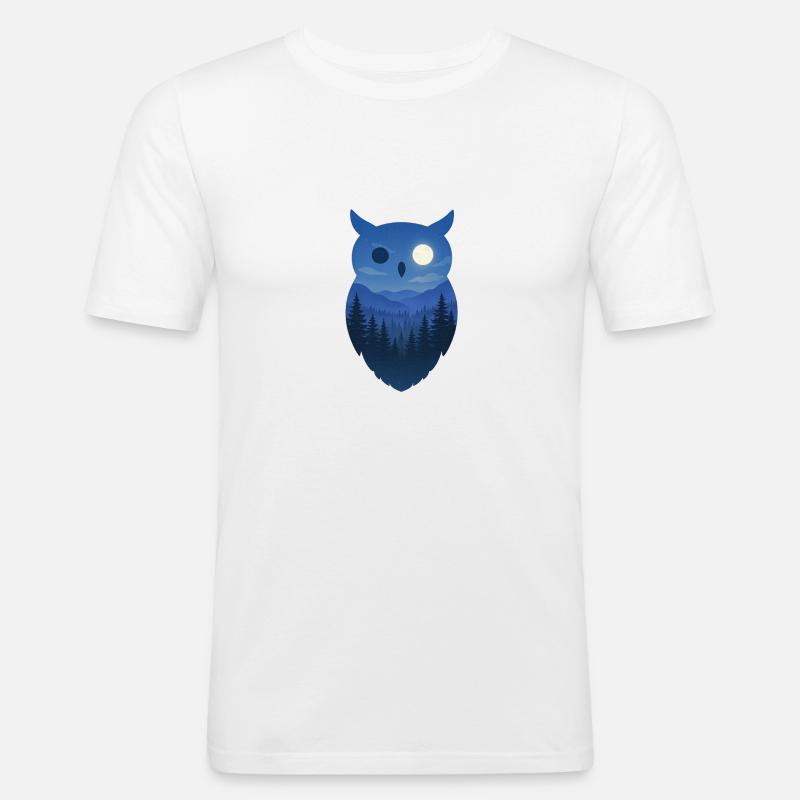 Nacht Eule - Männer Slim Fit T-Shirt - Weiß