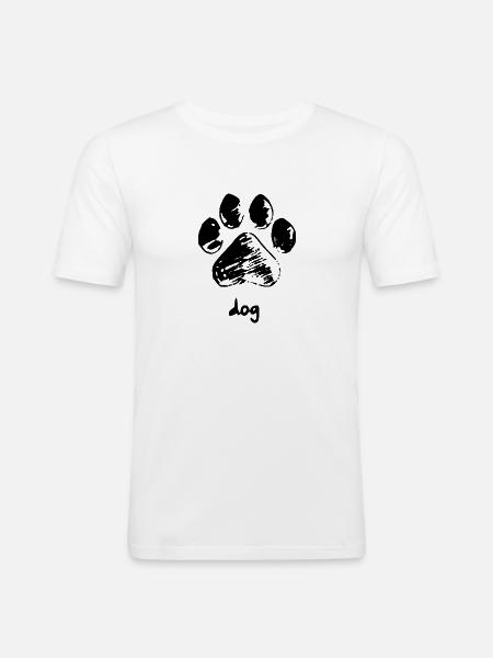 Hundepfote - Dog - Männer Slim Fit T-Shirt - Weiß
