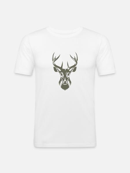 Fed hjort Illustration - Herre Slim Fit T-Shirt - hvid