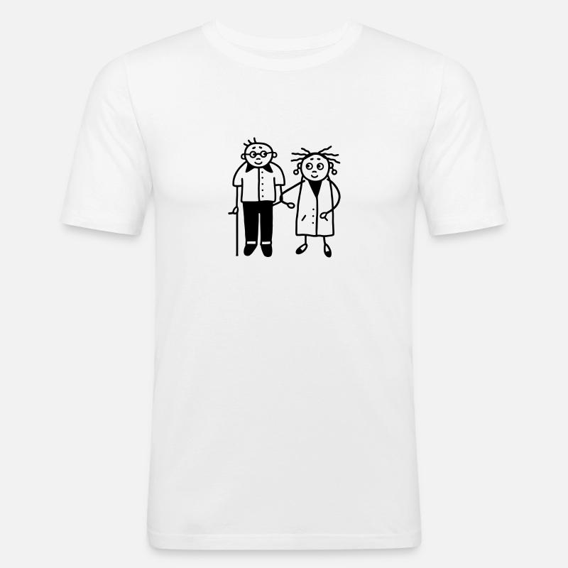Altenpflegerin mit Opa - Männer Slim Fit T-Shirt - Weiß