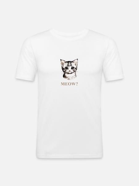 Neugieriges Kätzchen, meow? - Männer Slim Fit T-Shirt - Weiß