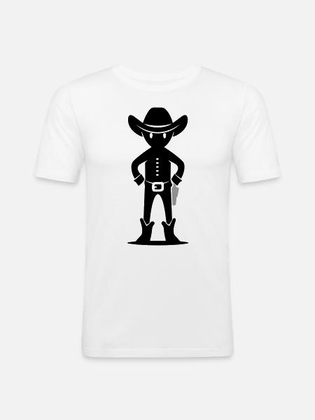 Cowboy Western - Männer Slim Fit T-Shirt - Weiß