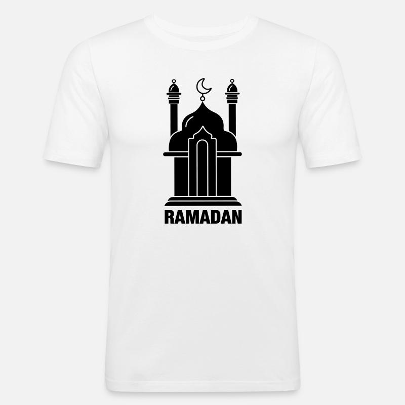 Ramadan-Text und Moschee - Männer Slim Fit T-Shirt - Weiß