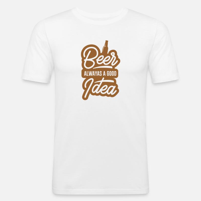 Bier Immer Eine Gute Idee - Männer Slim Fit T-Shirt - Weiß
