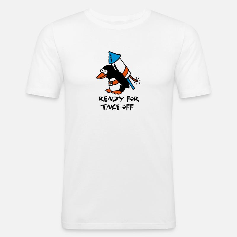 rocket_pinguin_white_c_3c - Men's Slim Fit T-Shirt - white