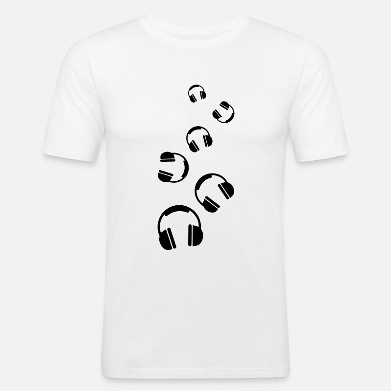 Kopfhörer Symbol - Männer Slim Fit T-Shirt - Weiß