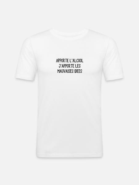 apporte l'alcool - T-shirt près du corps Homme - blanc