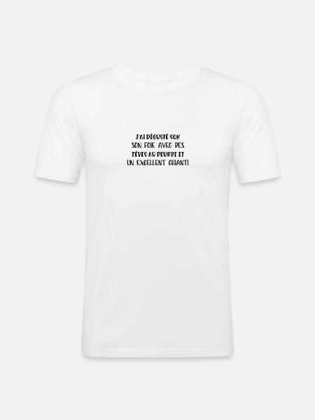 j'ai dégusté son foie - T-shirt près du corps Homme - blanc