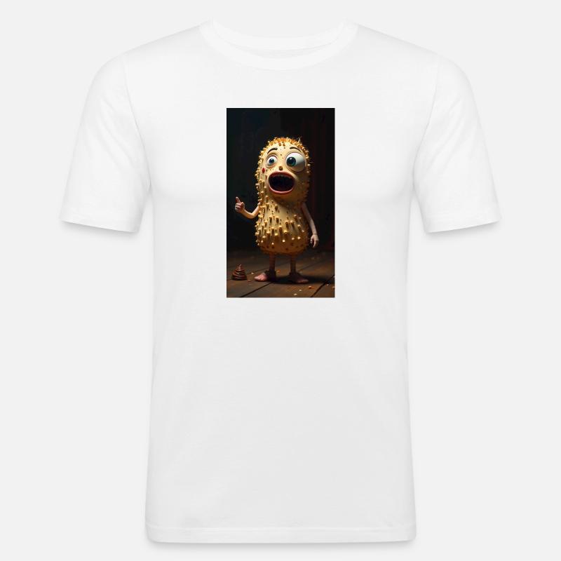 Spiky Peanut Maskottchen - Männer Slim Fit T-Shirt - Weiß