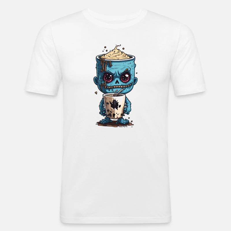 Kaffeemonster  - Koffein Zombie - Morgenmuffel - Männer Slim Fit T-Shirt - Weiß
