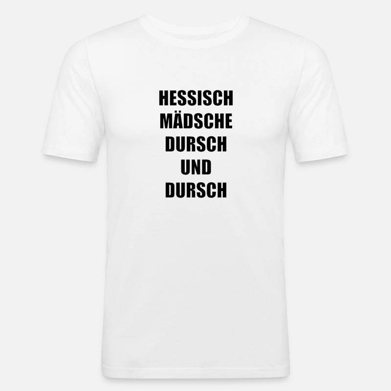 "hessisch Mädsche" - Männer Slim Fit T-Shirt - Weiß