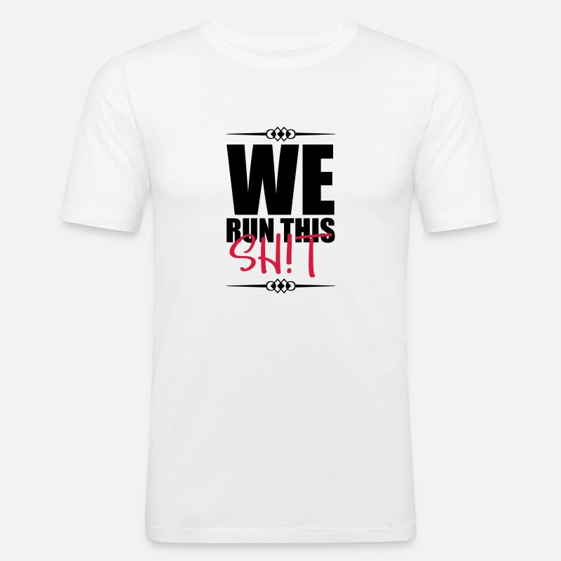 we run this design - Männer Slim Fit T-Shirt - Weiß