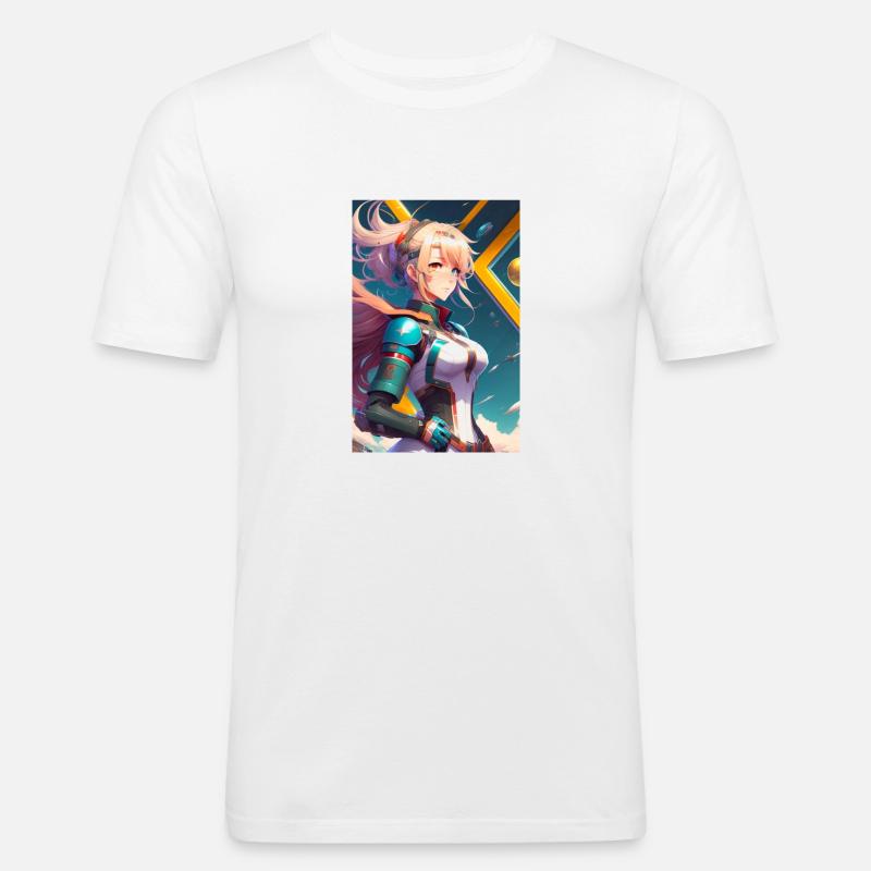 Bild Anime Mädchen - Männer Slim Fit T-Shirt - Weiß