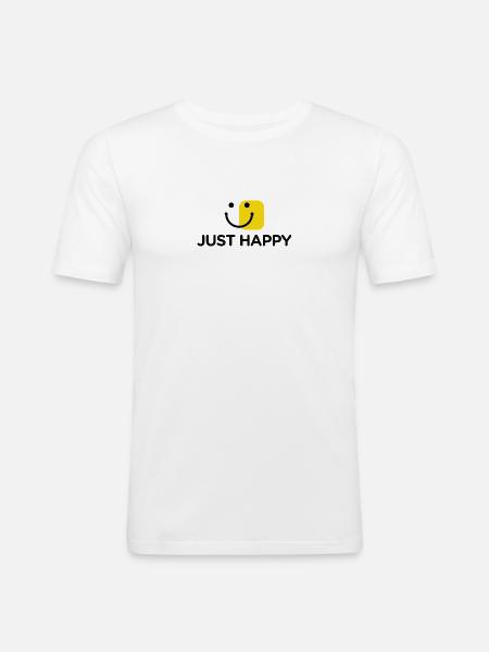 Just be happy - Männer Slim Fit T-Shirt - Weiß