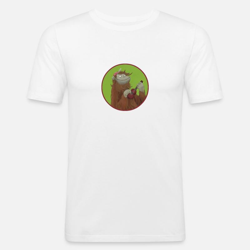 Affe mit Ukulele - Männer Slim Fit T-Shirt - Weiß