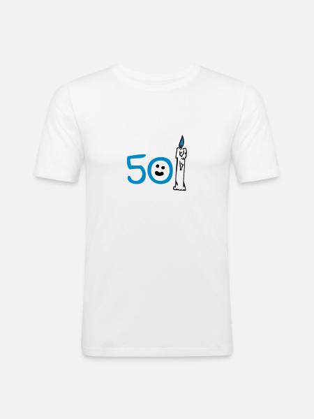 50 years candle candle - Men's Slim Fit T-Shirt - white