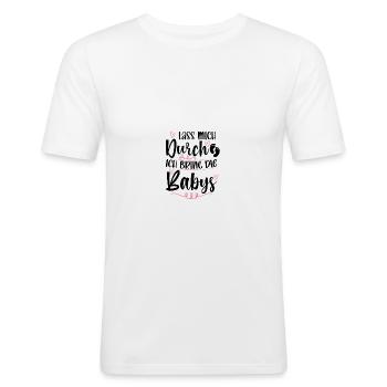 Hebammen - Männer Slim Fit T-Shirt - Weiß - Vorne - Nik (191cm)