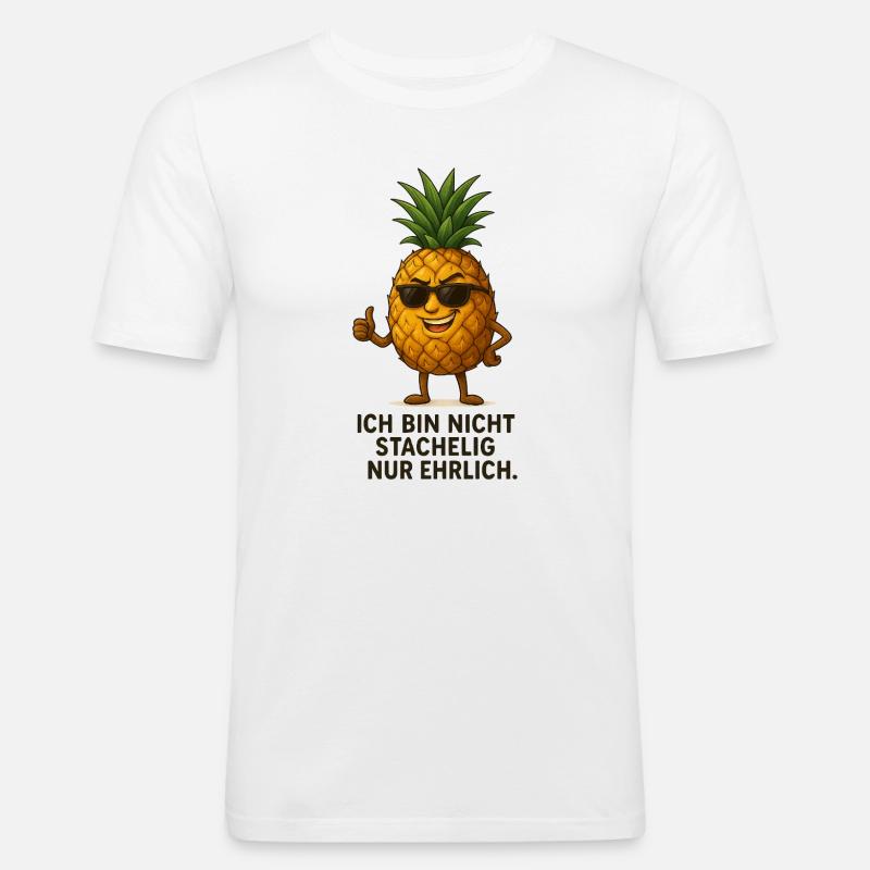 Ananas mit Stil und Ehrlichkeit - Männer Slim Fit T-Shirt - Weiß