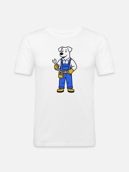 dog plumber - Men's Slim Fit T-Shirt - white