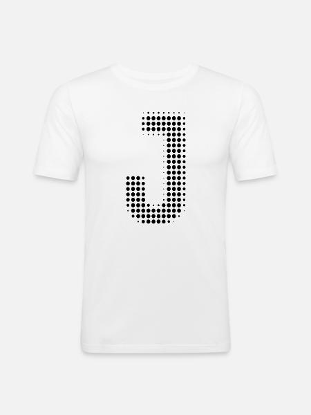 Buchstabe J – Punktmuster Initial Design - Männer Slim Fit T-Shirt - Weiß
