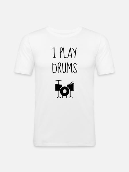 Drums - Drummer - Music - Musik - Batterie - Men's Slim Fit T-Shirt - white