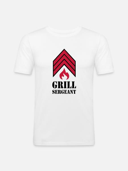 Grillen - Grillsergeant - Männer Slim Fit T-Shirt - Weiß