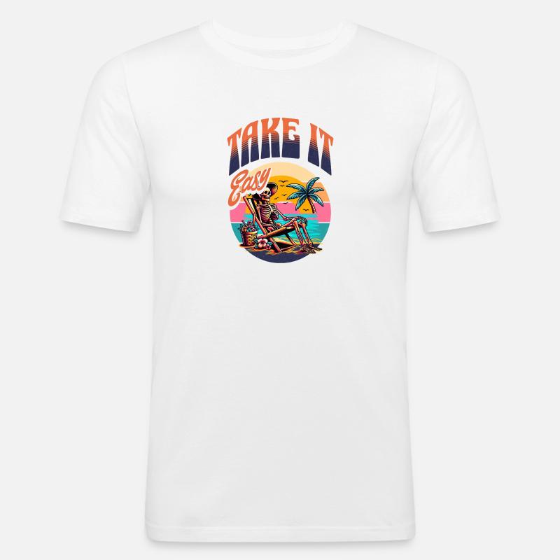 Take it Easy Summer Beach - Männer Slim Fit T-Shirt - Weiß
