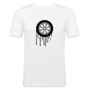 tire graffiti drip mechanic car driving fue - Men's Slim Fit T-Shirt - white - Front - Nik (191cm)