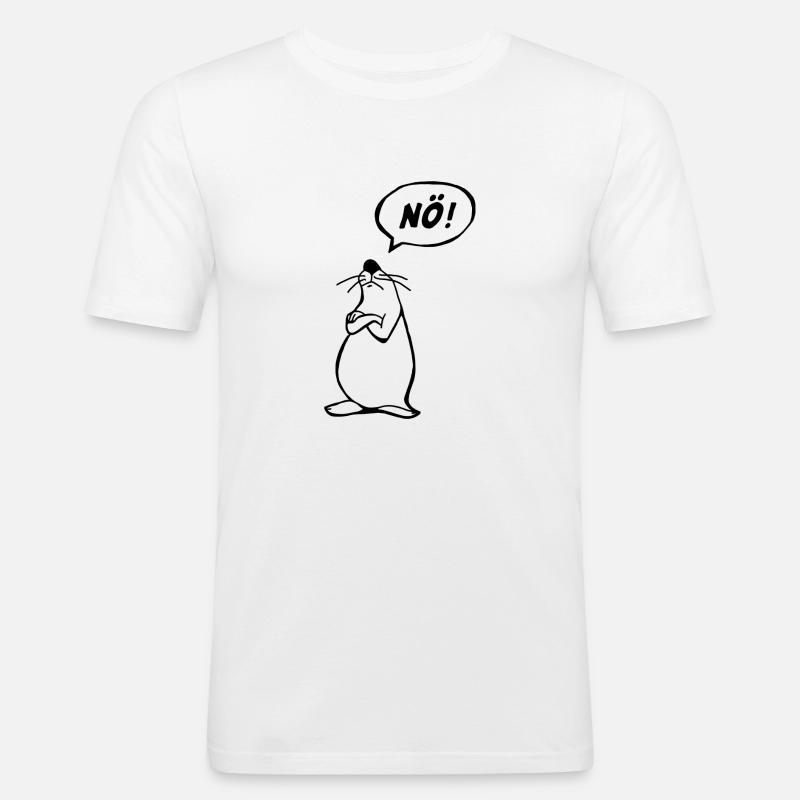 Nö Maus schwarz NÖ - Männer Slim Fit T-Shirt - Weiß