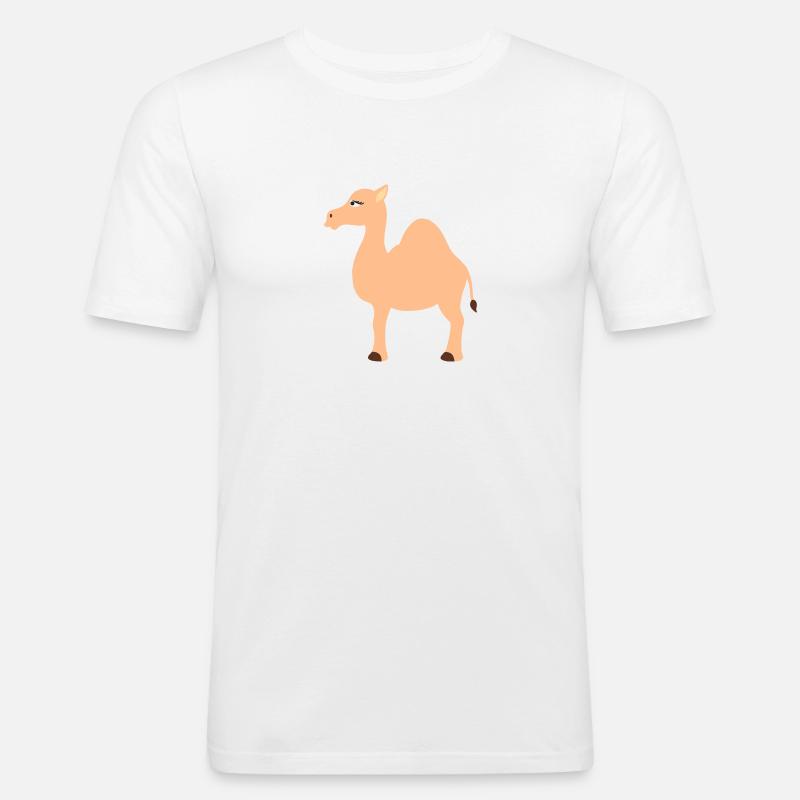 Kamel - Männer Slim Fit T-Shirt - Weiß