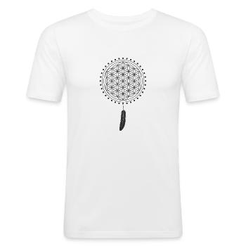 Spiritualismus Serie 2: Blume des Lebens - Männer Slim Fit T-Shirt - Weiß - Vorne - Nik (191cm)