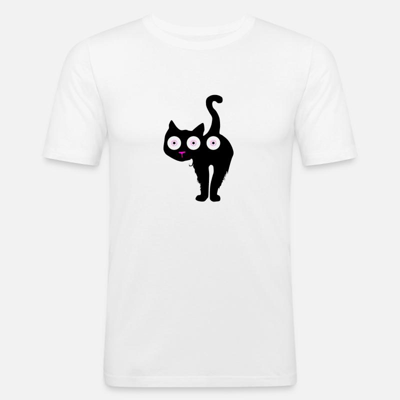 Katze mit drei Augen oder... - Männer Slim Fit T-Shirt - Weiß