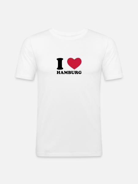 I Love Hamburg - Männer Slim Fit T-Shirt - Weiß