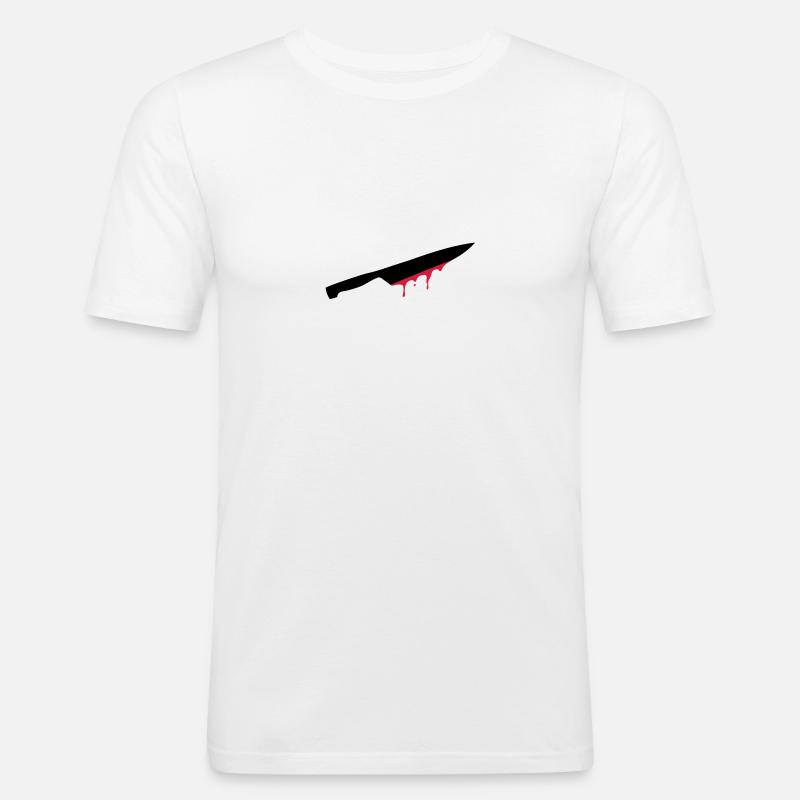 messer, klinge, blut, - Männer Slim Fit T-Shirt - Weiß