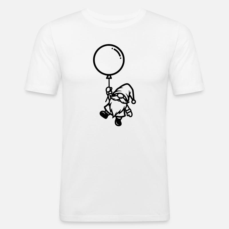 Wichtel mit Luftballon Silhouette - Männer Slim Fit T-Shirt - Weiß