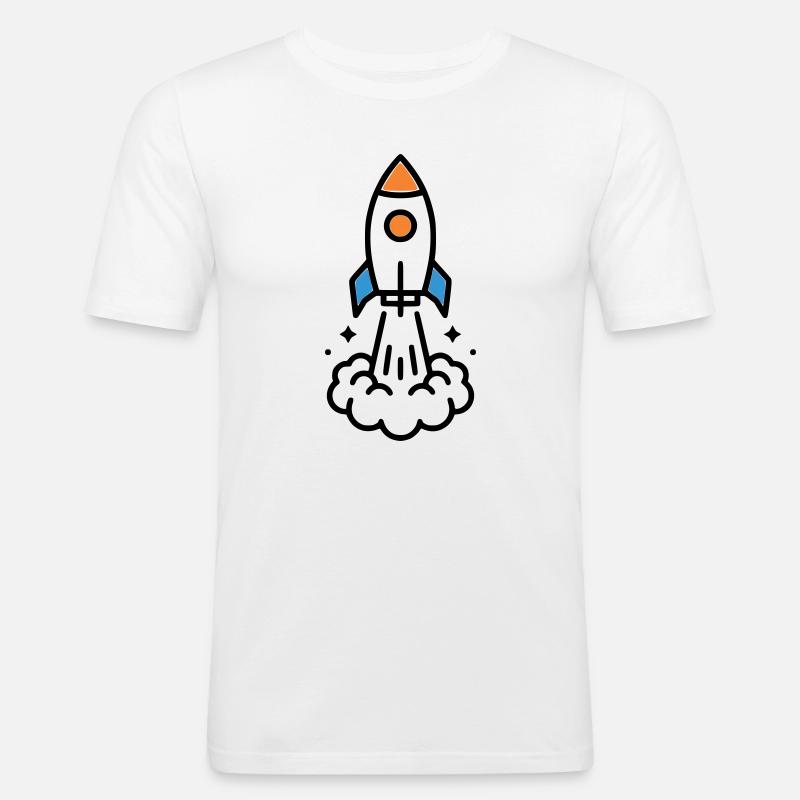 Comic spatial Rocket Launch - T-shirt près du corps Homme - blanc